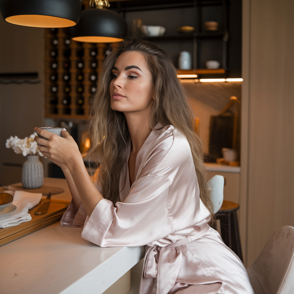 Premium Silk Kimono | Champagne